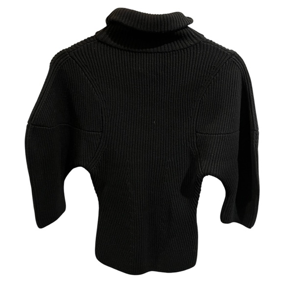 Khaite Bret Merino Wool Ribbed Puff Elbow Sleeve Turtleneck Pullover Sweater - Picture 3 of 6